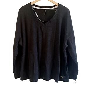 Calvin Klein Performance Long Sleeve V-Neck Ribbed Top